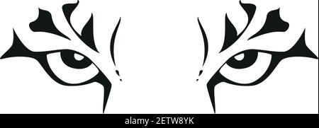 tiger eyes - immagine vettoriale in bianco e nero, isolata su sfondo bianco Illustrazione Vettoriale