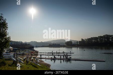 Linz, Austria, Sabato, 31 Agosto 2019, Campionato del mondo di canottaggio FISA, Area Parco delle barche, [credito obbligatorio; immagini Peter SPURRIER/Intersport] 08:38:05 31.08.19 Foto Stock