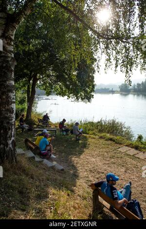 Linz, Austria, Sabato, 31 Agosto 2019, Campionato del mondo di canottaggio FISA, Area Parco delle barche, [credito obbligatorio; immagini Peter SPURRIER/Intersport] 08:53:57 31.08.19 Foto Stock