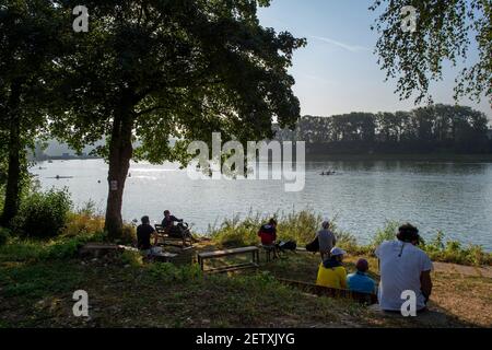 Linz, Austria, Sabato, 31 Agosto 2019, Campionato del mondo di canottaggio FISA, Area Parco delle barche, [credito obbligatorio; immagini Peter SPURRIER/Intersport] 08:46:53 31.08.19 Foto Stock