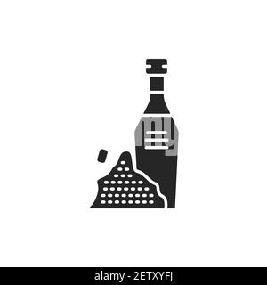Cumino nero olio vegetale bottiglia di vetro glifo nero icona. Cibo vegetariano sano e naturale. Pittogramma per pagina web, app mobile, promo. PROGETTAZIONE GUI UI UX Illustrazione Vettoriale