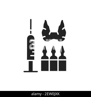 Icona della linea di trattamento dell'iniezione tiroidea. Elemento vettoriale isolato. Illustrazione Vettoriale