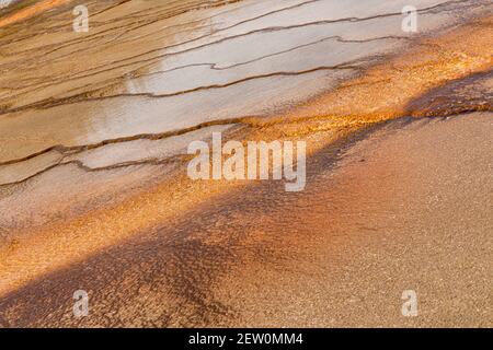 Linee e modelli naturali in un bacino di geyser, Yellowstone National Park Foto Stock