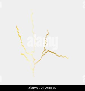 Modello di copertura in oro kintsugi. Lussuosa struttura in marmo dorato. Disegno di terra rotto e spaccato. Quadrato, fulmine, blu e bianco. Biglietto da visita, così Illustrazione Vettoriale
