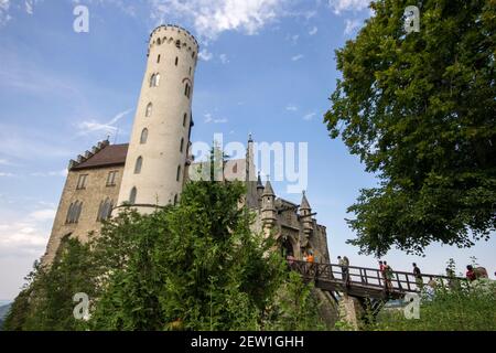 Lichtenstein, Germania. I terreni del castello Lichtenstein Schloss a Baden-Wurttemberg Foto Stock