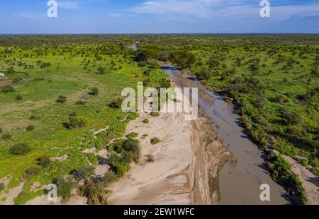 Kenya, Lago Magadi, Rift fault, stagione delle piogge (vista aerea) Foto Stock