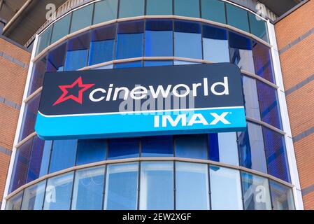 Cinema Cineworld e IMAX su Broad Street, nel centro di Birmingham Foto Stock