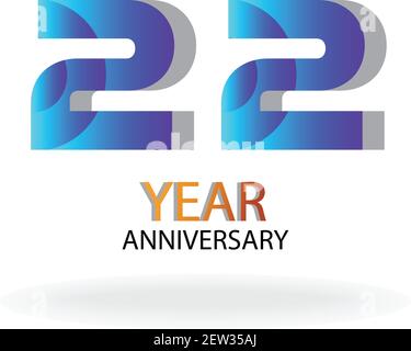 22 anniversario modello vettoriale disegno Illustrazione Blu elegante Bianco Sfondo Illustrazione Vettoriale