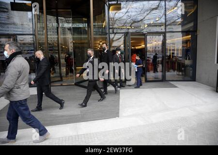 Madrid, Spagna. 02 marzo 2021. Atmosfera alla periferia dell'hotel VP Plaza dove si sono aggiudicati i Feroz 2021 Awards, a Madrid Credit: CORDON PRESS/Alamy Live News Foto Stock