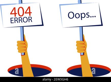 Ops ... 404 modello sito web di errore Illustrazione Vettoriale