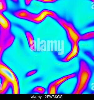 Onde luminose di colore speculare di forme metalliche Abstract Gradient. I colori Neon brillanti con onde acquose sono i migliori per lo sfondo a gradiente generativo Foto Stock