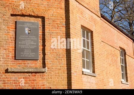 Semaphore Tower, Ockham Common Forest, Chatley Heath Surrey UK 2021 febbraio inverno Foto Stock