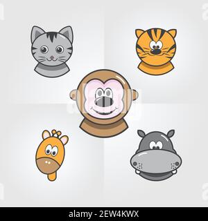 icona animale in design piatto pulito Illustrazione Vettoriale