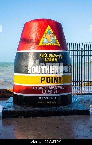 Punto Marker più a sud a Key West, Florida Foto Stock