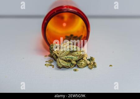 Macro foto di marijuana medica dal dispensario Foto Stock