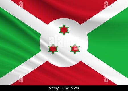 Bandiera del Burundi. Tessuto della bandiera del Burundi. Foto Stock