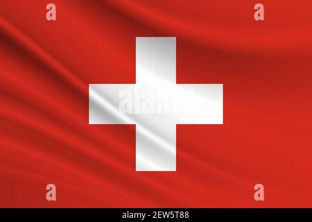 Bandiera della Svizzera. Tessuto della bandiera della Svizzera. Foto Stock