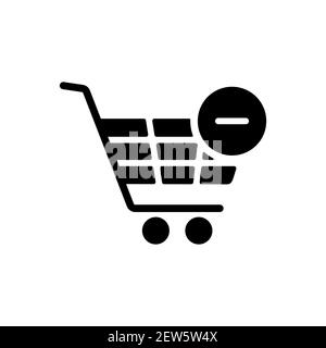Icona glifo del carrello con meno. Rimuovere dal carrello. Firma e-commerce. Simbolo grafico per il design del sito Web, il logo, l'app, l'interfaccia utente. Illustrazione vettoriale, EPS Illustrazione Vettoriale