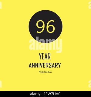 Celebrazione del 96° anniversario su sfondo giallo. Illustrazione festiva vettoriale. Decorazione di eventi di compleanno o di nozze Illustrazione Vettoriale