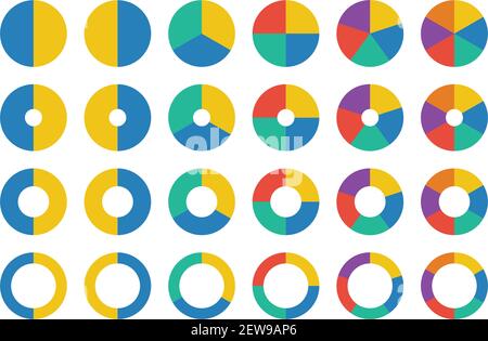 Icona grafico a torta simbolo grafico vettoriale per grandi dati report analitici e informazioni statistiche in un'illustrazione a colori Illustrazione Vettoriale