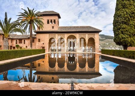 I Giardini dell'Alhambra e Generalife, Granada, Spagna Foto Stock