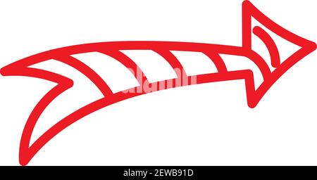 Freccia rossa con strisce puntate a destra, illustrazione, vettore su sfondo bianco. Illustrazione Vettoriale