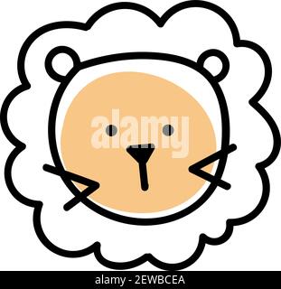 Cute testa di pecora, illustrazione, vettore su sfondo bianco. Illustrazione Vettoriale