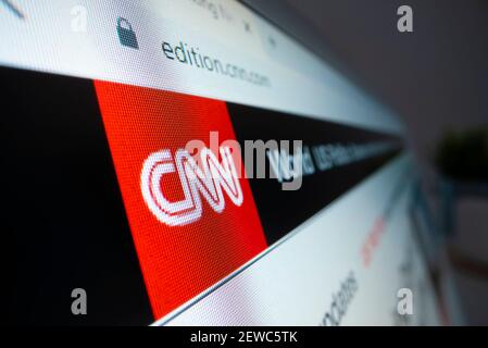 Vista ravvicinata del logo CNN sul suo sito Web Foto Stock