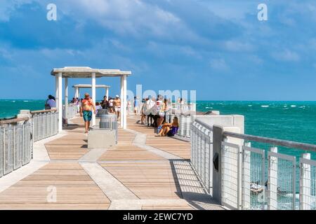 South Pointe Park Pier, Miami, Florida, Stati Uniti Foto Stock