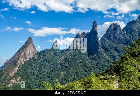 God´s Finger Peak nei Monti Teresopolis, Rio de Janeiro, Brasile Foto Stock