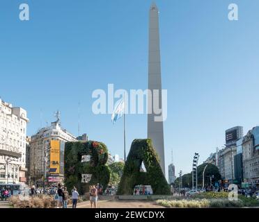 L'Obelisco sul 9 de Julio Avenue, Buenos Aires, Argentina Foto Stock