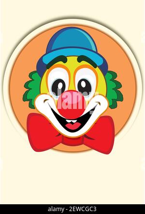 Icona di un primo piano del volto di un clown ridente. Illustrazione vettoriale Illustrazione Vettoriale