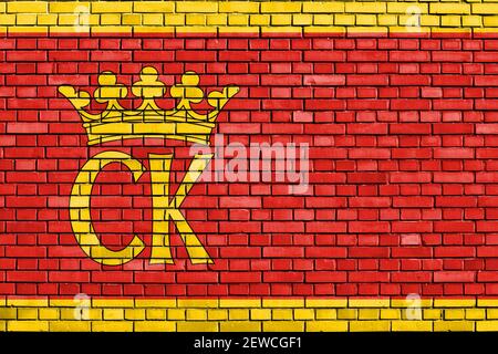 Bandiera di Kielce dipinto su muro di mattoni Foto Stock