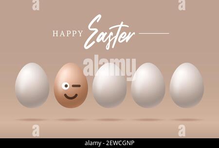 Buona Pasqua, uova di pasqua con cute sorridente emoji faccia, vettore illustrazione. Illustrazione Vettoriale