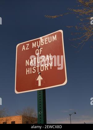 Segno del museo di storia naturale a Mesa, Arizona Foto Stock