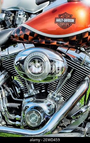 Harley Davidson softail motociclo v twin motore dettaglio. Regno Unito Foto Stock