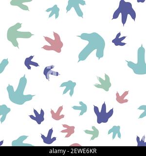 Tracce di dinosauro. Motivo senza giunture a colori minimo. Sfondo con zampa, artiglio predatore. Motivo senza cuciture con impronta dinosauri perfetto per il tessuto Illustrazione Vettoriale