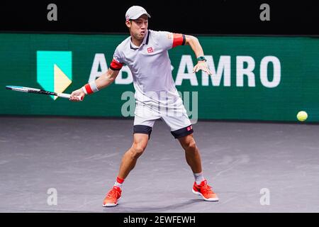 Kei Nishikori del Giappone durante il torneo mondiale di tennis ABN AMRO 2021, torneo ATP 500 il 1 marzo 2021 al Rotterdam Ahoy di Rotterdam, Paesi Bassi - Photo Henk Seppen / Orange Pictures / DPI / LiveMedia Foto Stock
