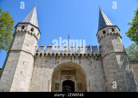 Ingresso principale al Palazzo Topkapi di Istanbul Foto Stock