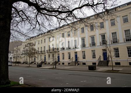 Recentemente ristrutturato Regency case con vista sui Giardini Imperiali Montpelier Cheltenham UK Foto Stock