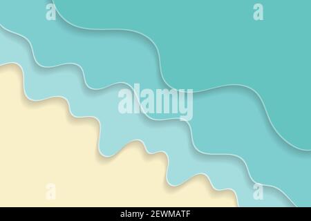 Estate mare sfondo liscio con onde in stile taglio carta. Illustrazione vettoriale Foto Stock