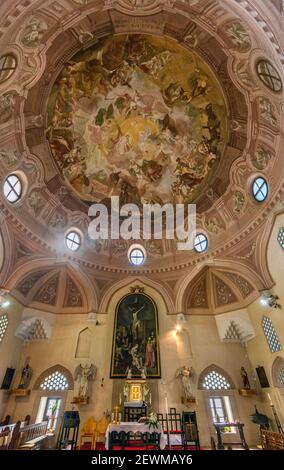 Affreschi a soffitto, dipinto da Dorfmeister, 1789, alla Chiesa di San Rocco, ex moschea, 16 ° secolo a Szigetvar, Transdanubia meridionale, Ungheria Foto Stock