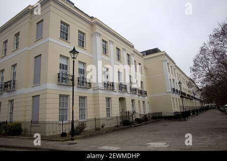 Recentemente ristrutturato Regency case con vista sui Giardini Imperiali Montpelier Cheltenham UK Foto Stock