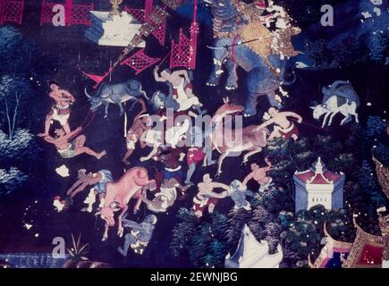 La liberazione di tutti gli animali che stavano per essere sacrificati, Wat Nai Rong, Thonburi, Bangkok, Thailandia Foto Stock