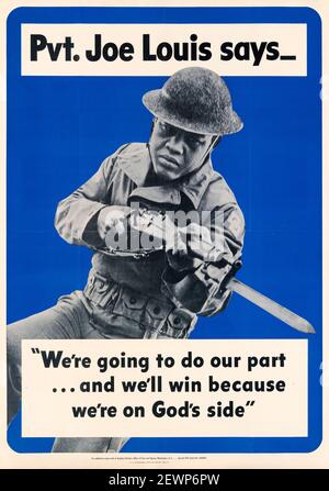 American, US, WW2, poster motivazionale: Faremo la nostra parte, con il campione afro-americano di boxe pesante Joe Louis, (1914-1981), 1942 Foto Stock