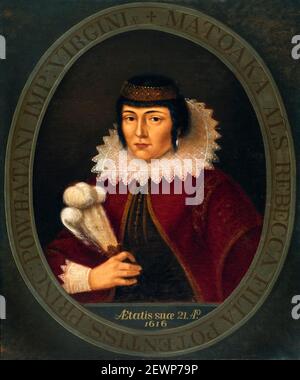 Pocahontas (c1595-1617), donna nativa americana del popolo Powhatan, ritratto di Antonion Zeno Shindler, circa 1890 Foto Stock