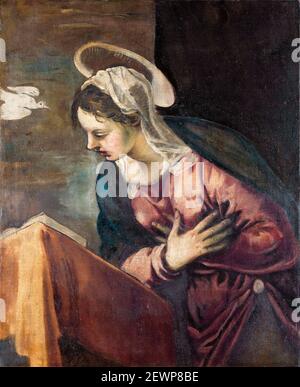Vergine Maria dall'Annunciazione alla Vergine dipinto di Jacopo Tintoretto, 1560-1585 Foto Stock