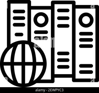 Icona cataloghi online globali. Contorno globale cataloghi online icona vettoriale per web design isolato su sfondo bianco Illustrazione Vettoriale