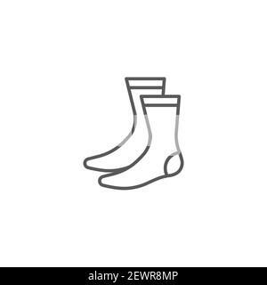 Icona calzini, colore, linea, segno vettoriale contorno, pittogramma stile lineare isolato su bianco. Simbolo, illustrazione del logo Illustrazione Vettoriale