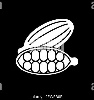Icona glifo in modalità scura dei chicchi di cacao Illustrazione Vettoriale